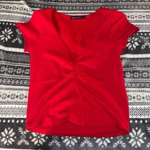 Brandy Melville Red V-neck Crop Top